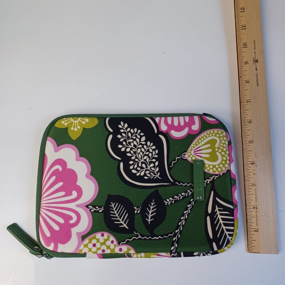 Vera Bradley Tablet Neoprene Soft Case Zip Around Tropical Floral Green Pink - Picture 7 of 9